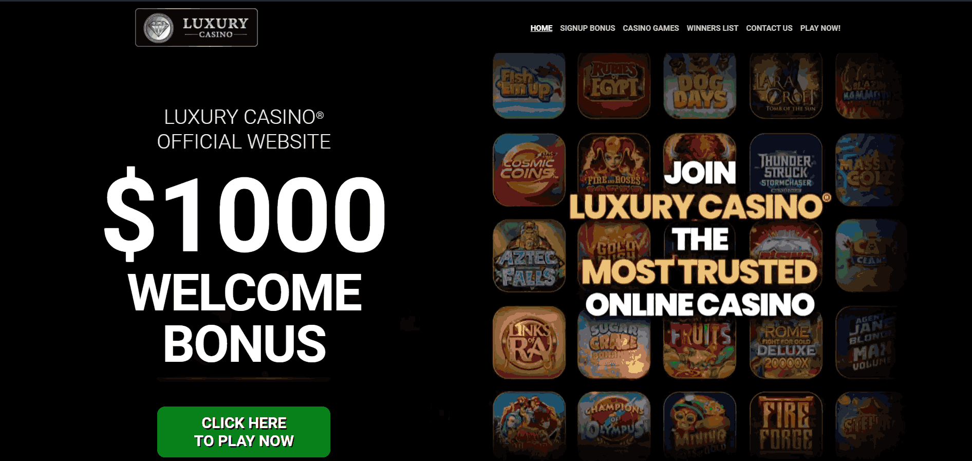 Luxury Casino Website Screenshot