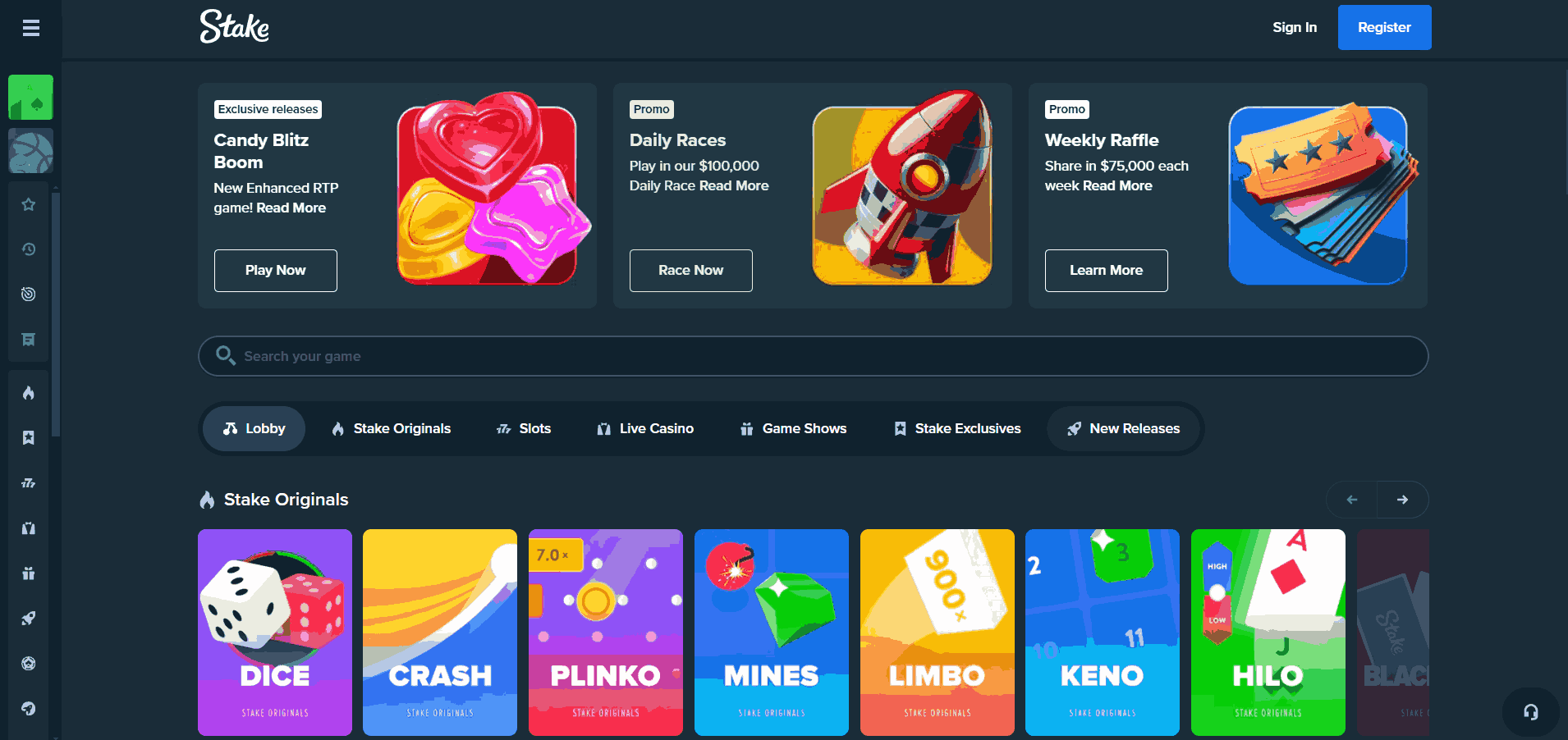 Stake Casino Website Screenshot