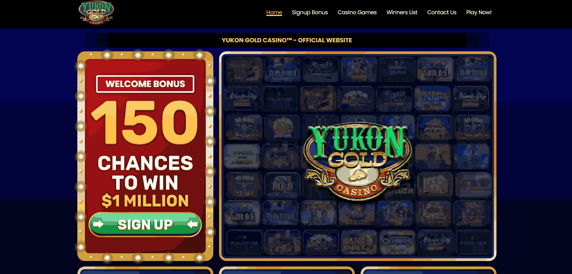 Yukon Gold Casino Website Screenshot
