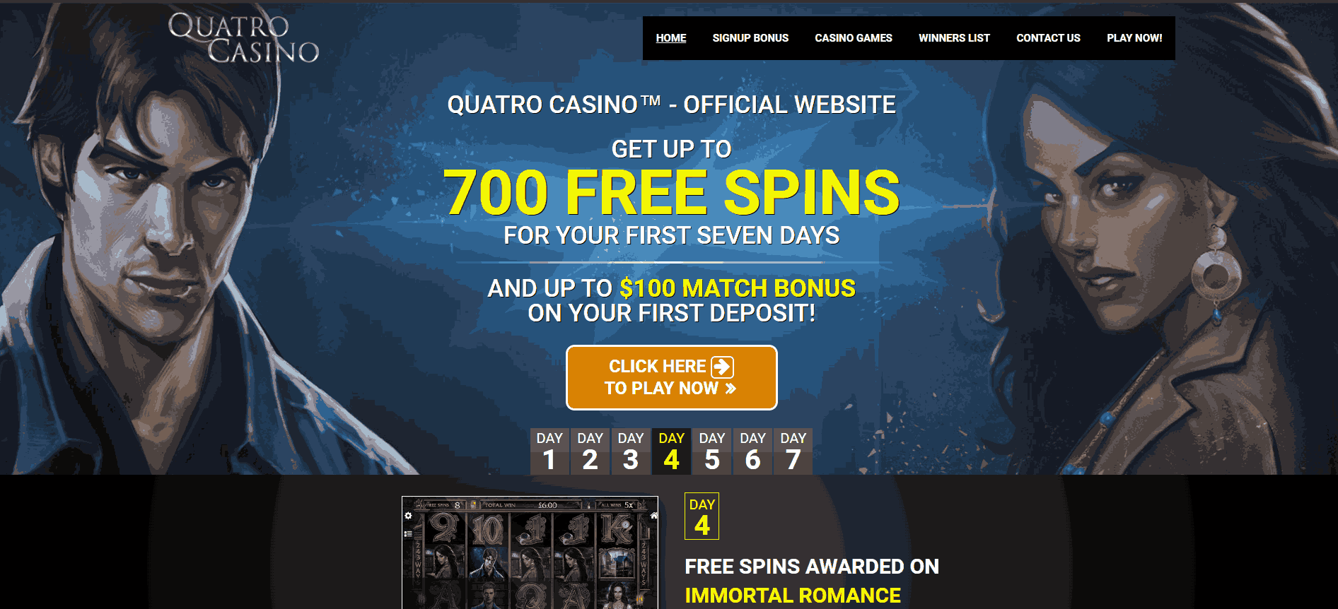 Quatro Casino Website Screenshot