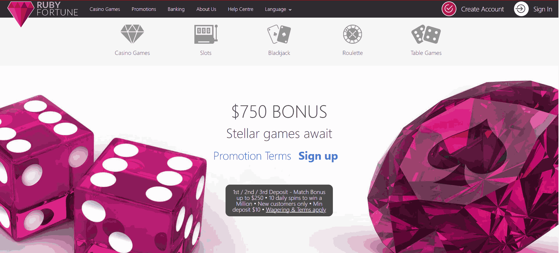 Ruby Fortune Casino Website Screenshot