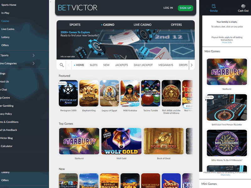 BetVictor Casino Website Screenshot