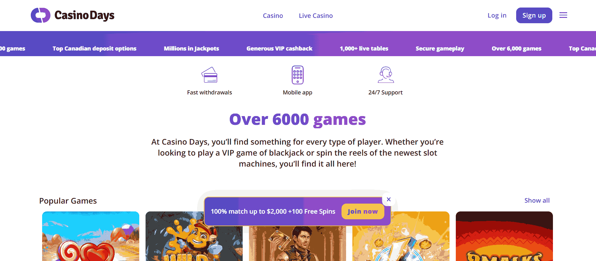 Casino Days Website Screenshot