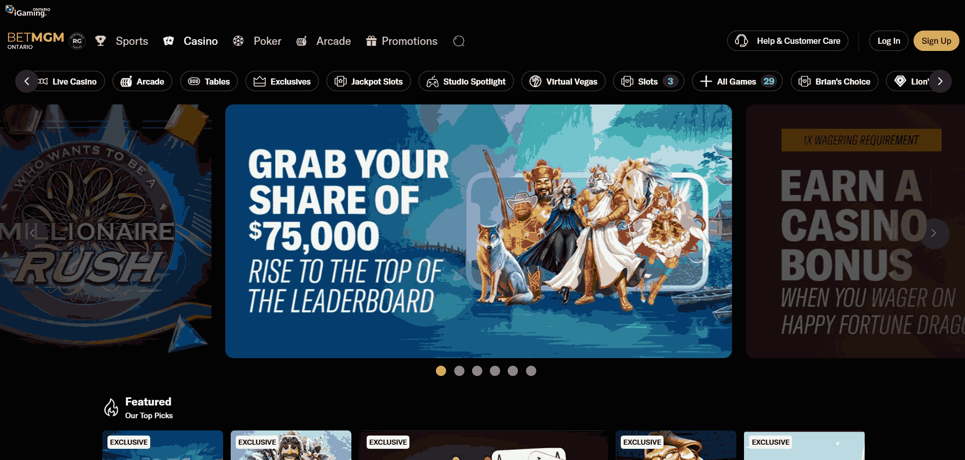 BetMGM Casino Website Screenshot