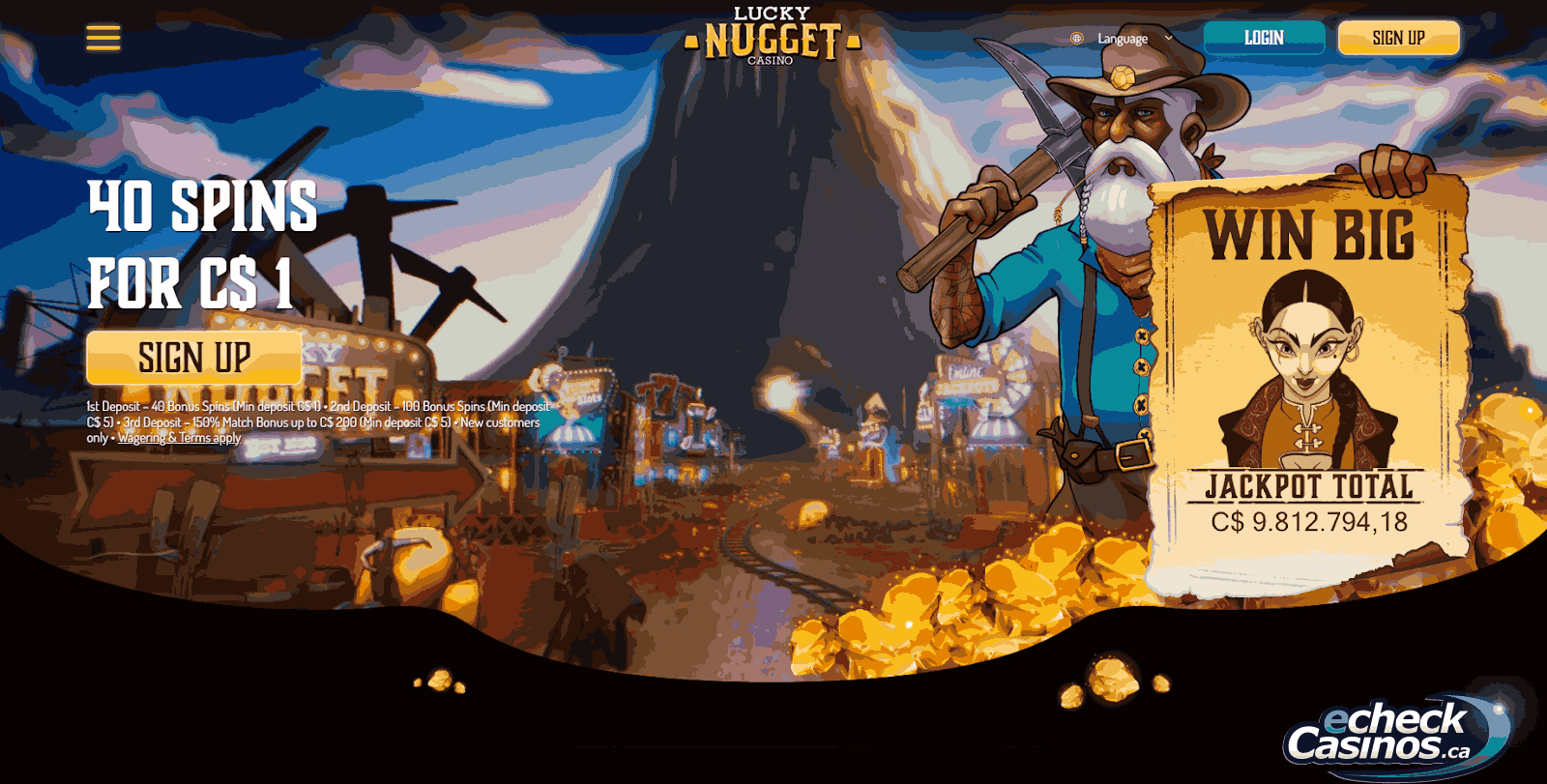 Lucky Nugget Casino Website Screenshot