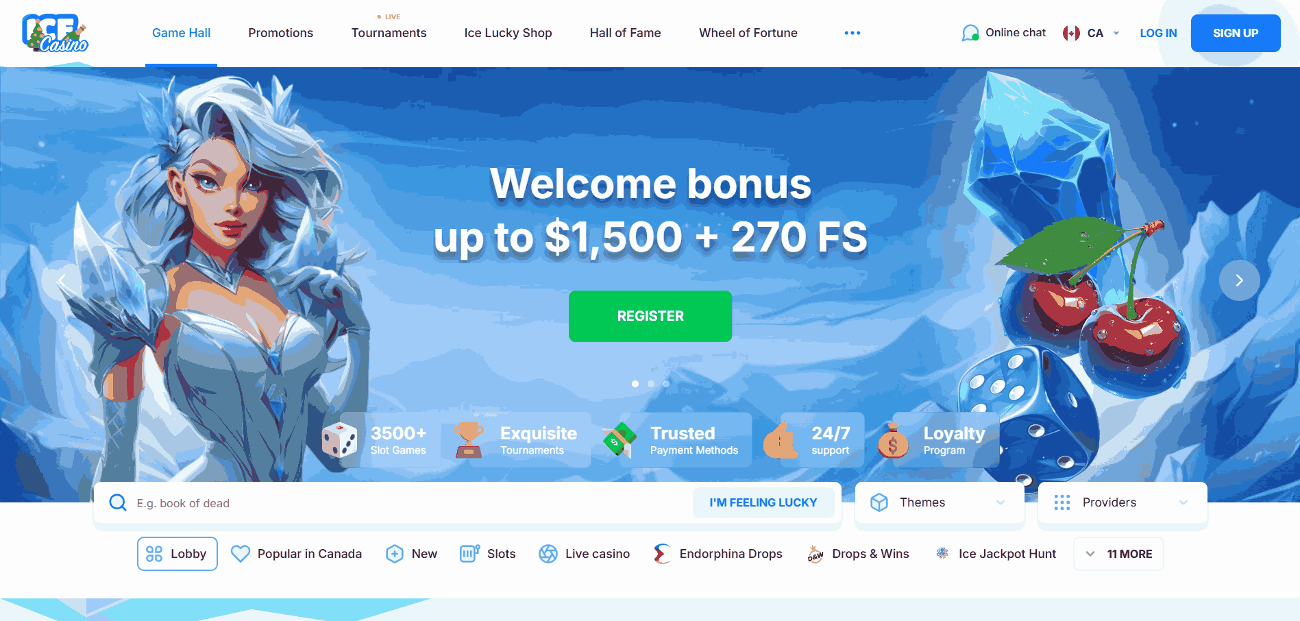 ICE Casino Website Screenshot