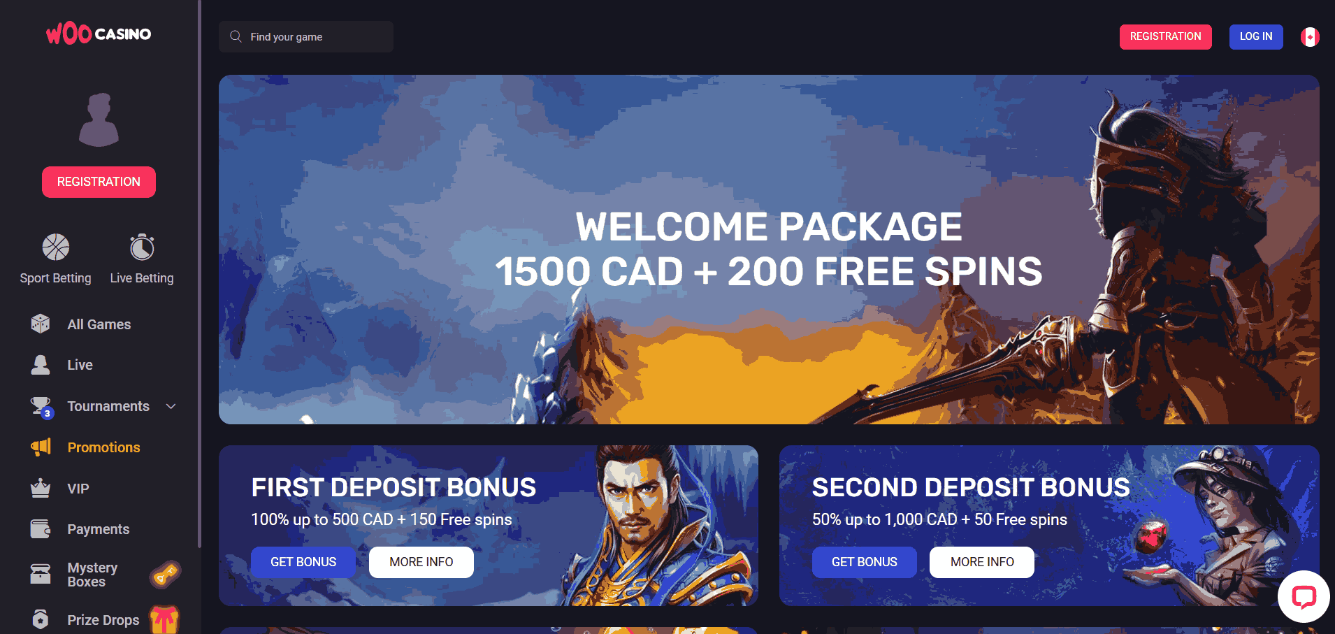 Woo Casino Website Screenshot